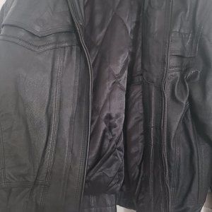 Black Leather Bomber style jacket by Weekends